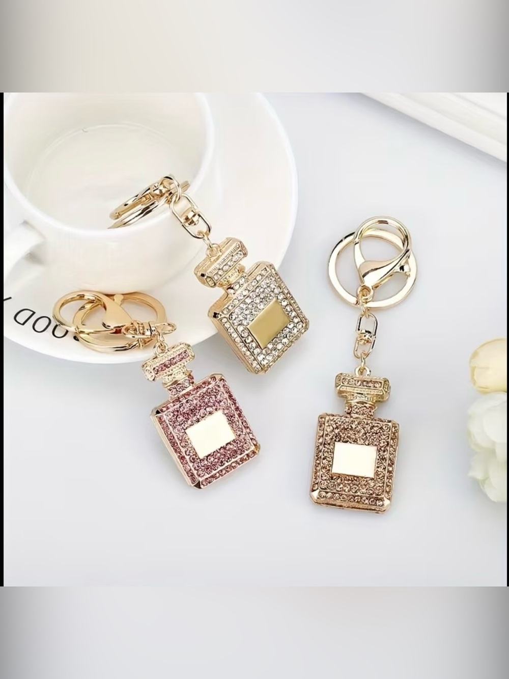 Crystal Perfume Bottle Keychains - set of 3 - Picture 3 of 3